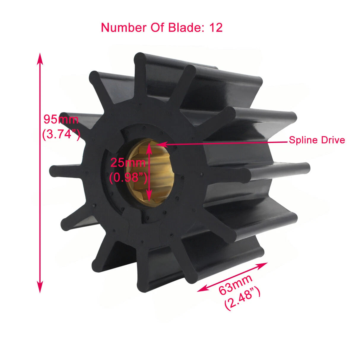 Water Pump Flexible Rubber Impeller Kit for Jabsco (17935-0001-P, 09-819B)