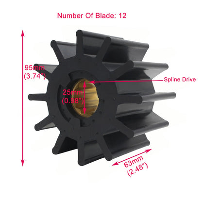 Water Pump Flexible Rubber Impeller Kit for Jabsco (17935-0001-P, 09-819B)