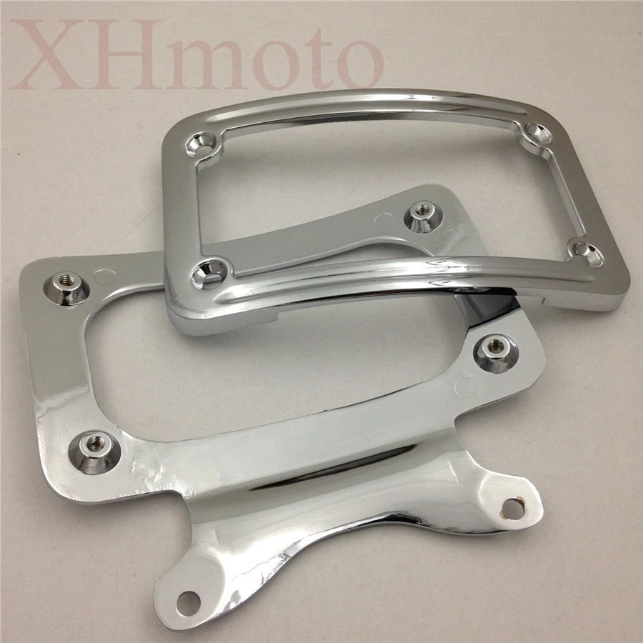 Chrome Laydown Curved License Plate Bracket for Harley Street Glide/Road Glide (2014–2023)