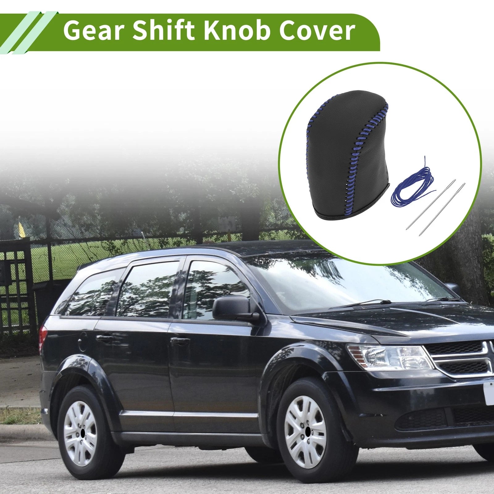 Gear Shift Knob Cover Replacement for Dodge Journey (2011–2020) Blue Faux Leather