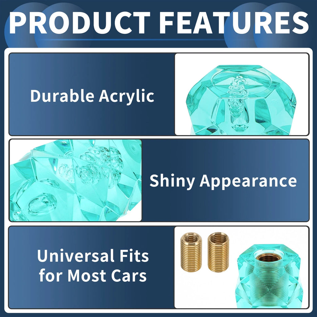 Crystal Gear Shift Knob with 2 Adapters for Universal Fit (20cm)