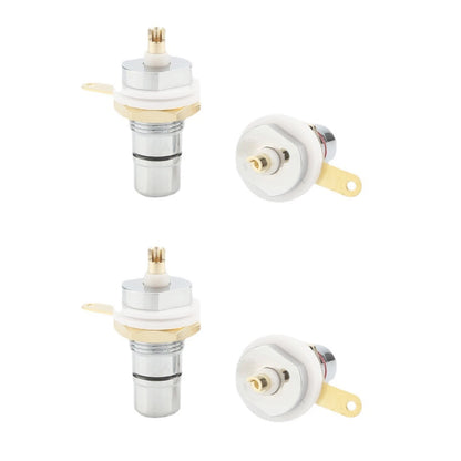 Set of 4 Rhodium RCA Socket Kit Female Panel Mount Plug Audio Terminal