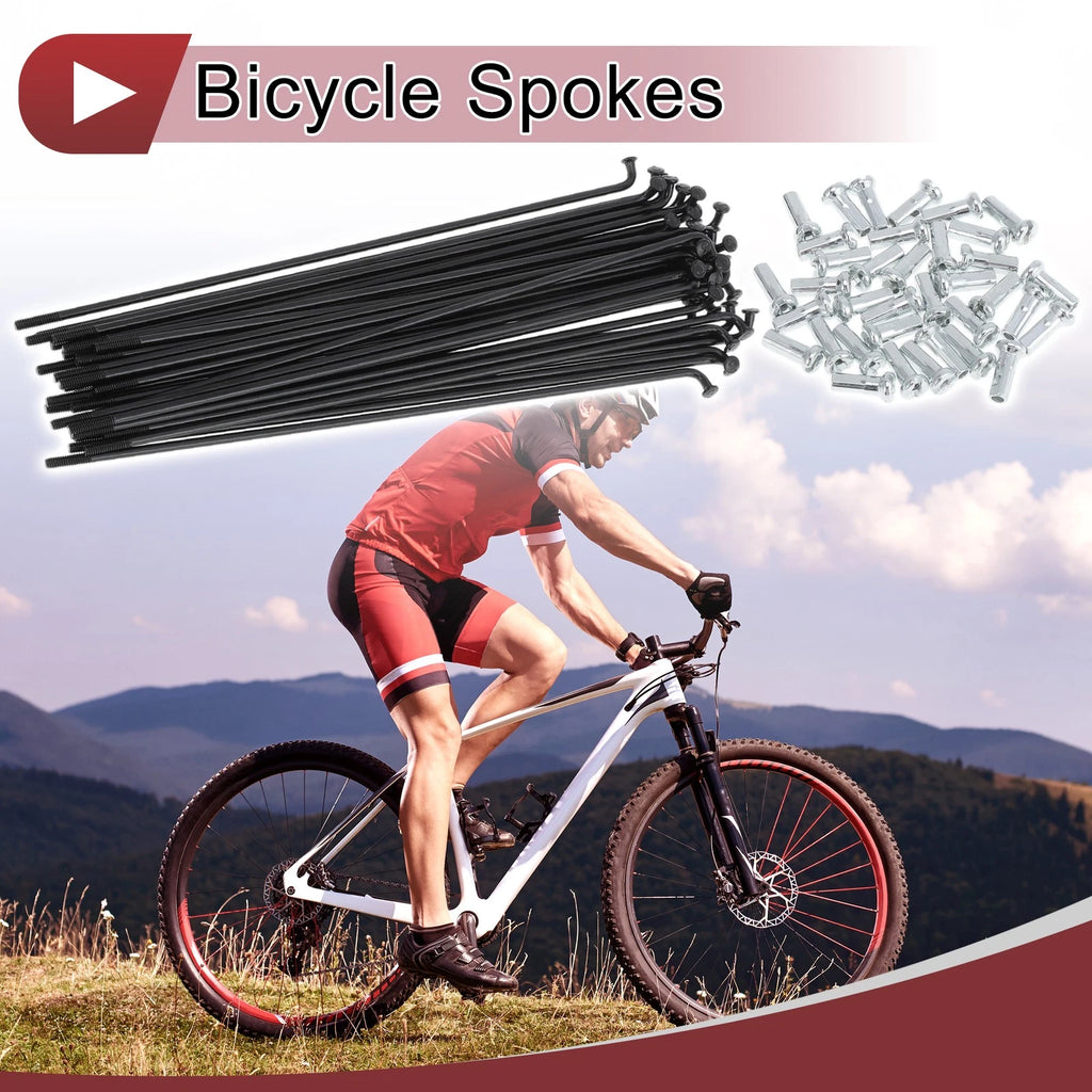 Bicycle Spokes Set 138mm Carbon Steel Black for 36 Spokes (Universal)