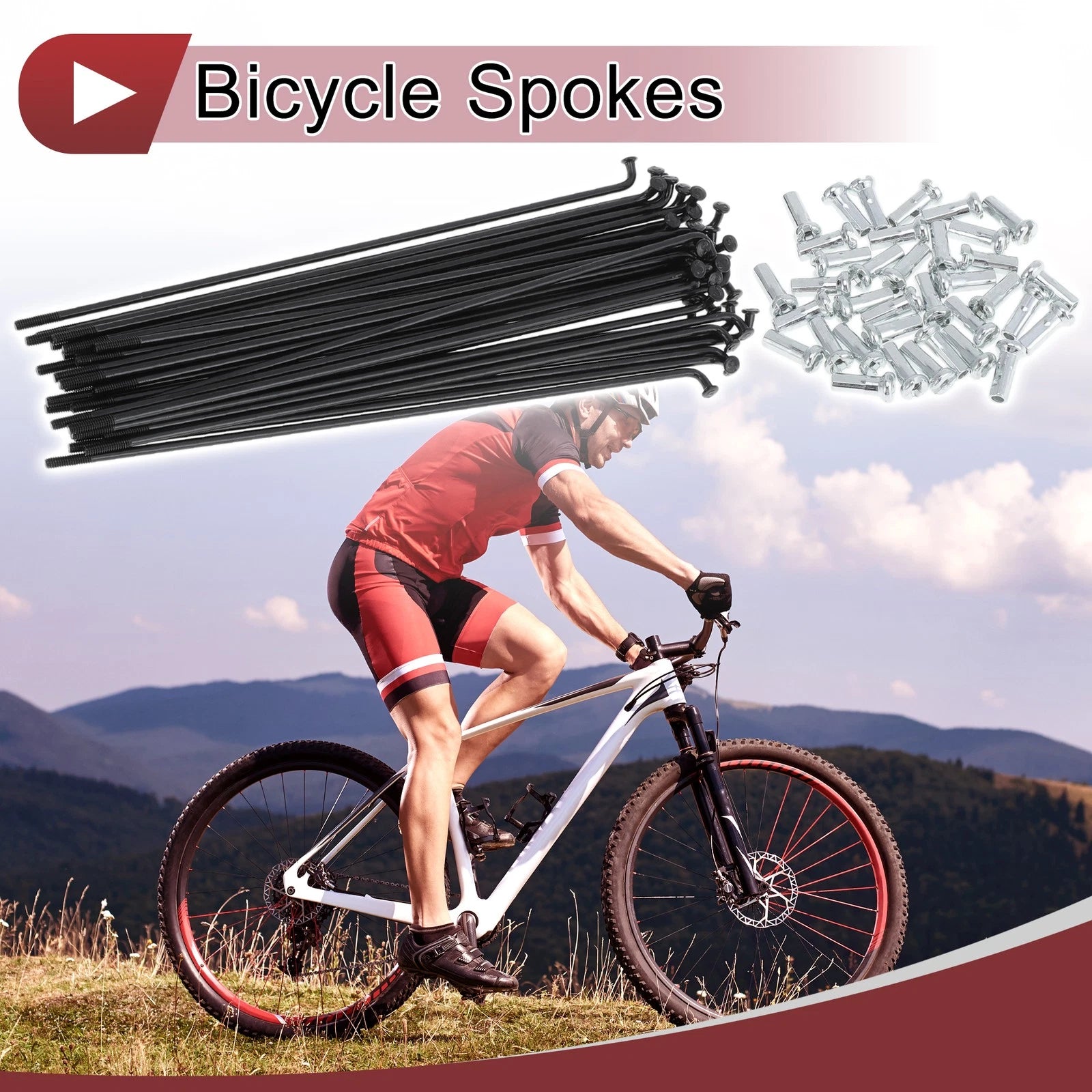 Bicycle Spokes Set 138mm Carbon Steel Black for 36 Spokes (Universal)