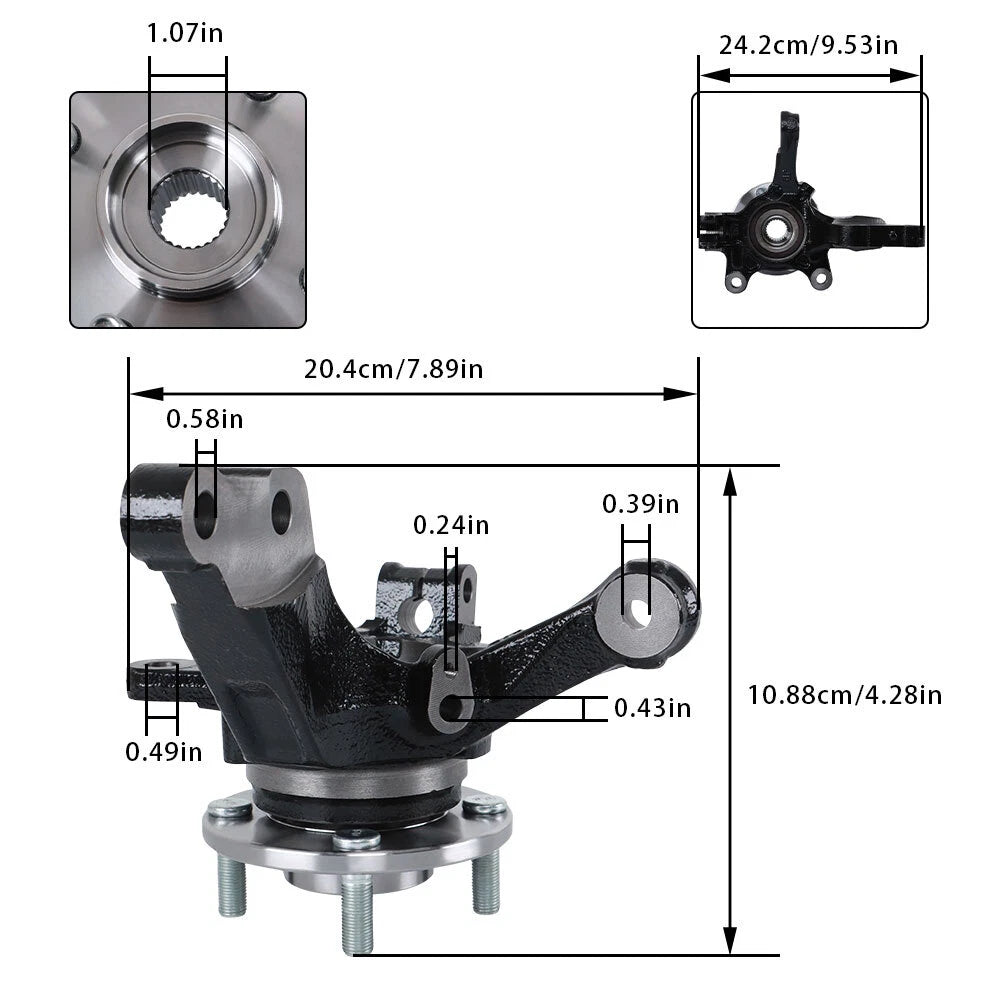 Front Steering Knuckle & Wheel Bearing Hub Assembly for Nissan Versa Note (2014–2019)