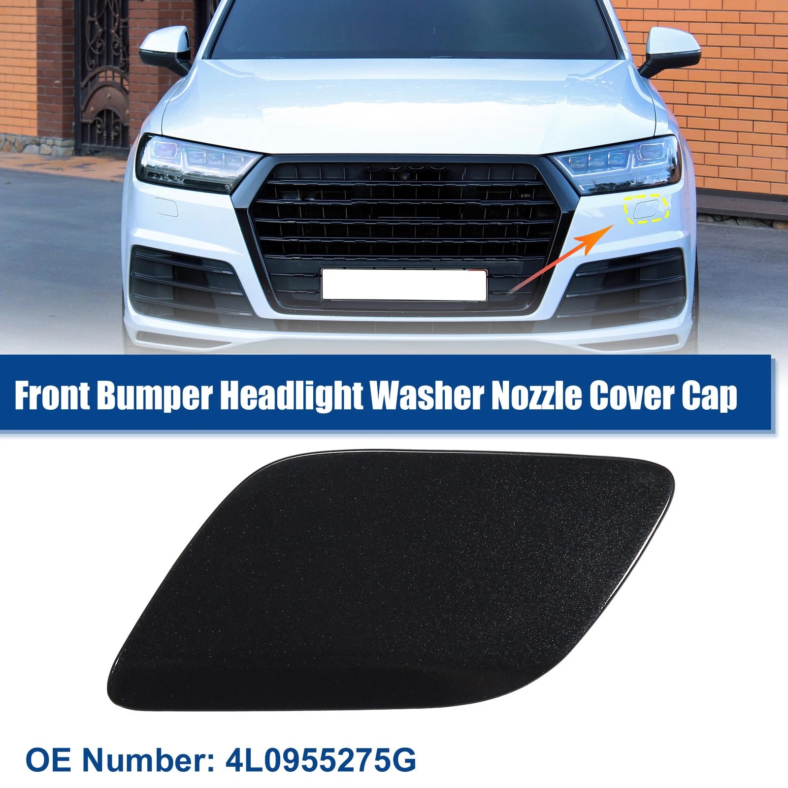Front Left Headlight Washer Nozzle Cover for Audi (Gloss Black)
