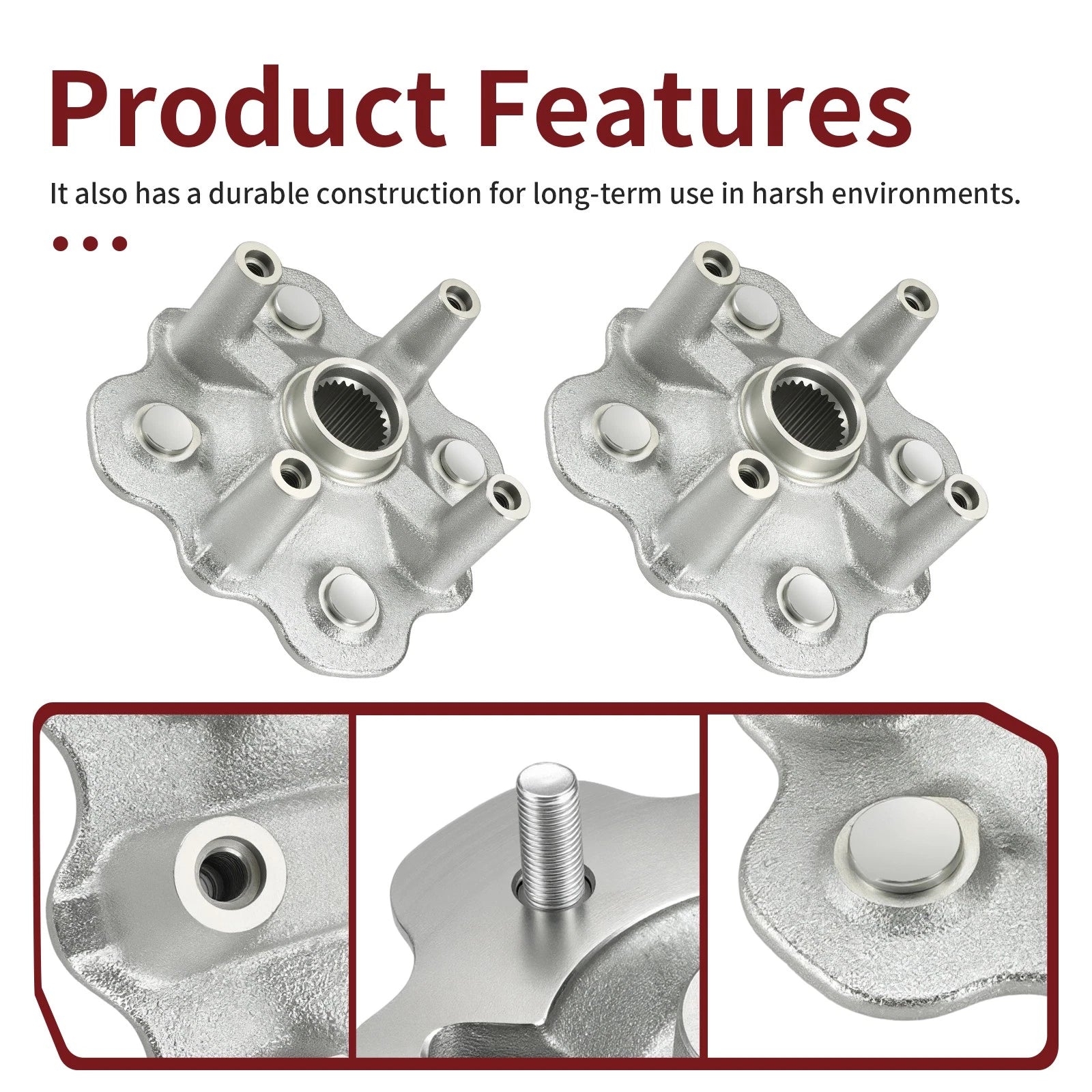 Set of 2 Front Wheel Hubs for Yamaha Grizzly 350 400 450 (2007–2014) 5ND-F5111-21-00 5ND-F5111-30-00