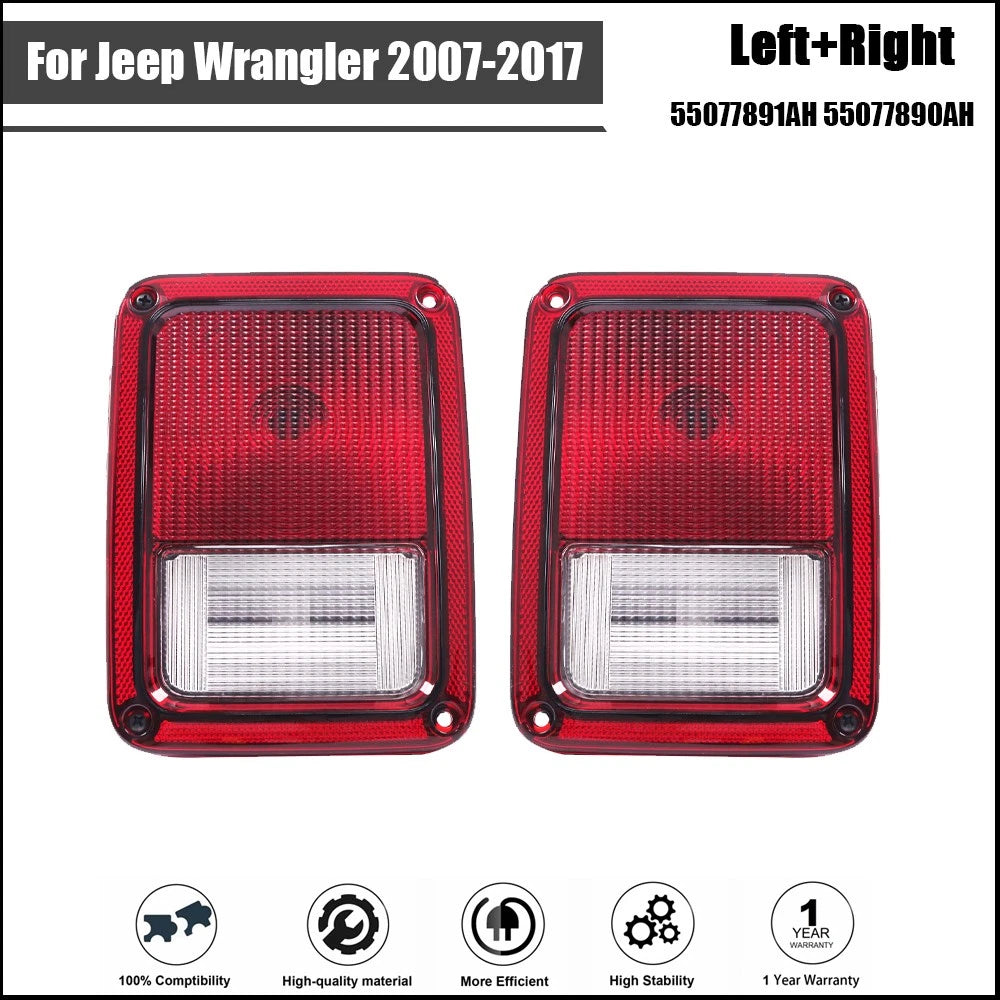 Pair Tail Lights for Jeep Wrangler (2007–2017) Left+Right Halogen Red