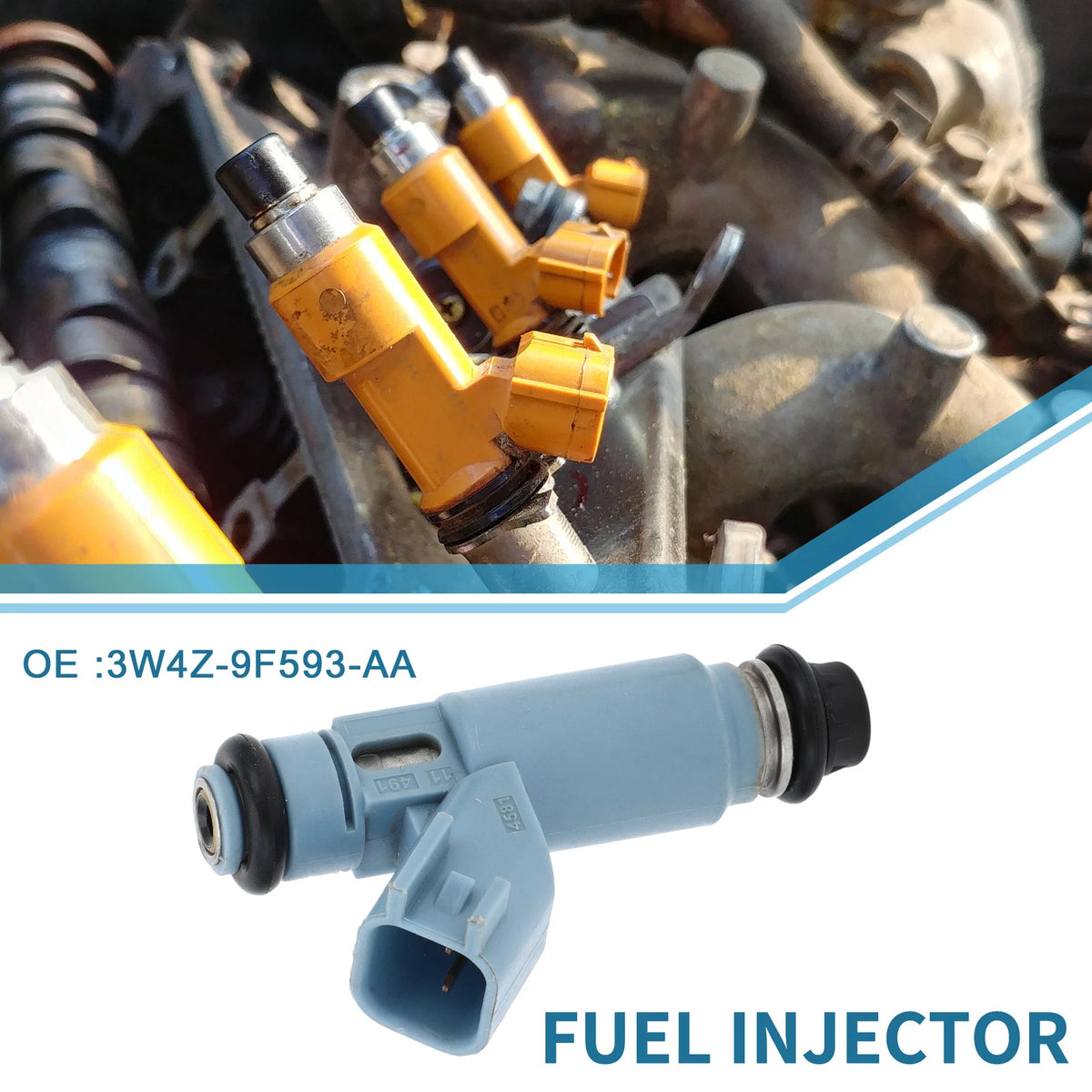 Fuel Injector No. 3W4Z-9F593-AA for Lincoln LS (2003–2004) 3.0L Blue 1 Pc