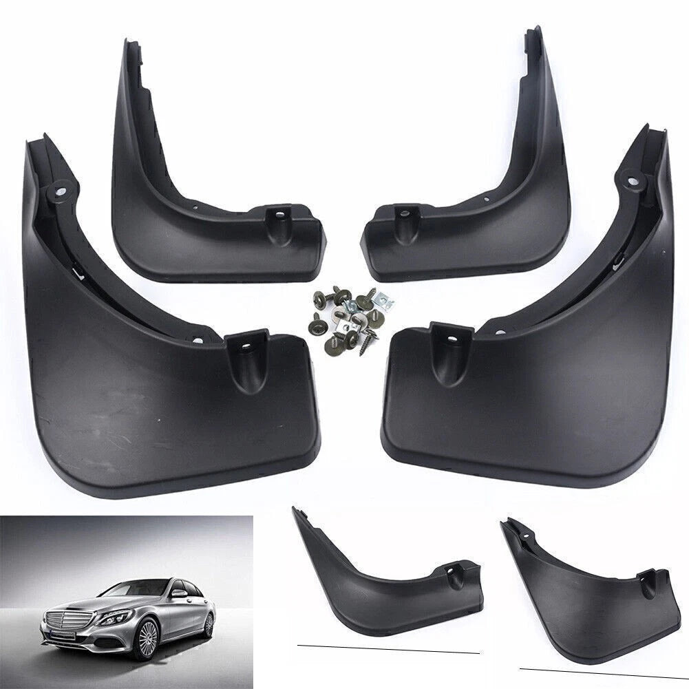 4X Splash Guards Mud Flaps for Mercedes Benz C Class Sedan (2014–2018)