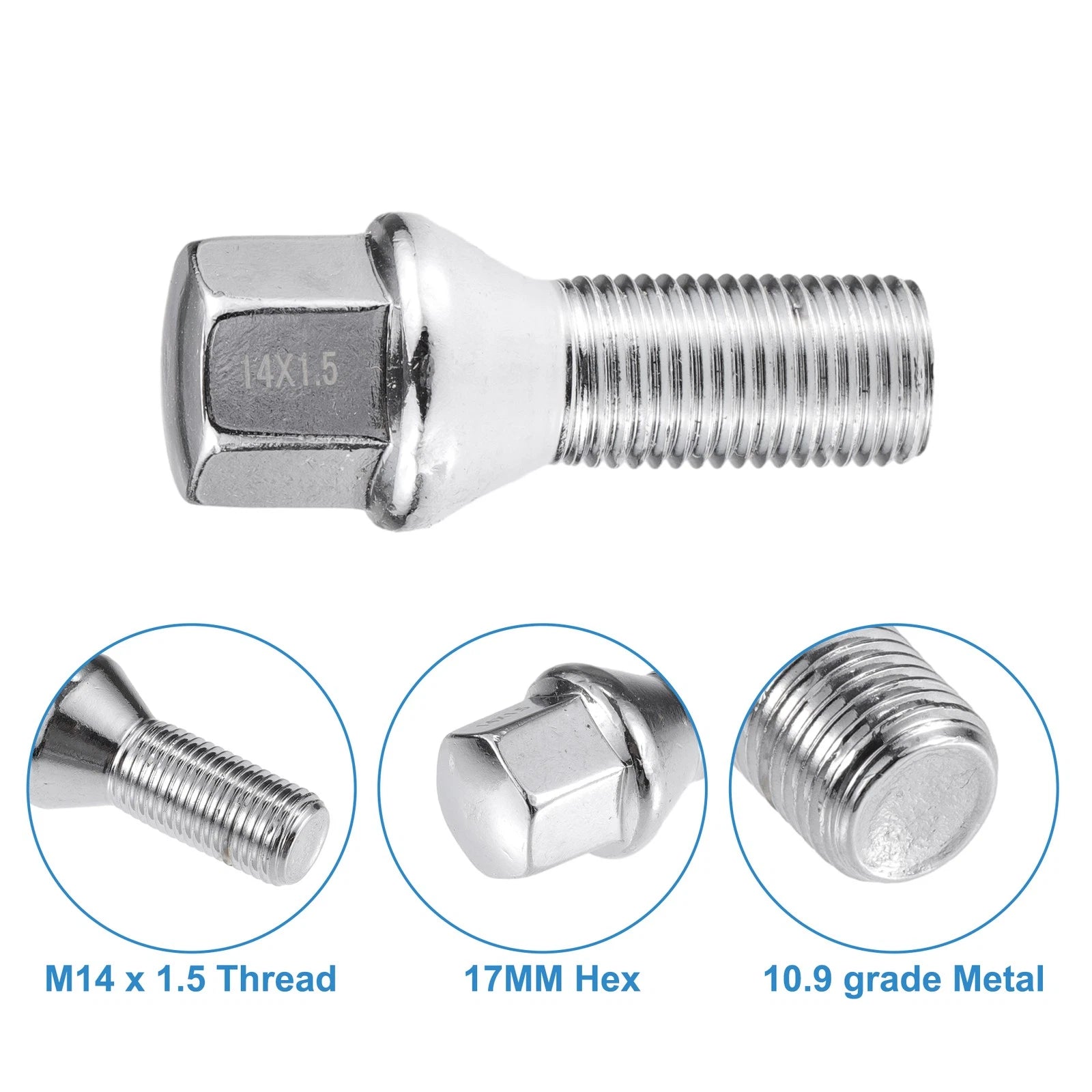 Wheel Bolt Set Replacement for BMW 7 Series E38 (2002–2008) M14x1.5
