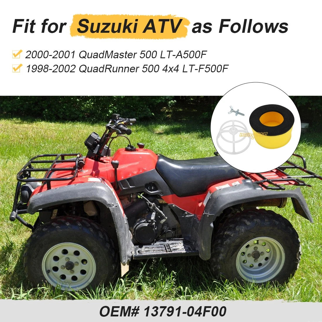 Air Filter & Cage Holder Guide w/Bolt for Suzuki QuadRunner 500 (1998–2002)