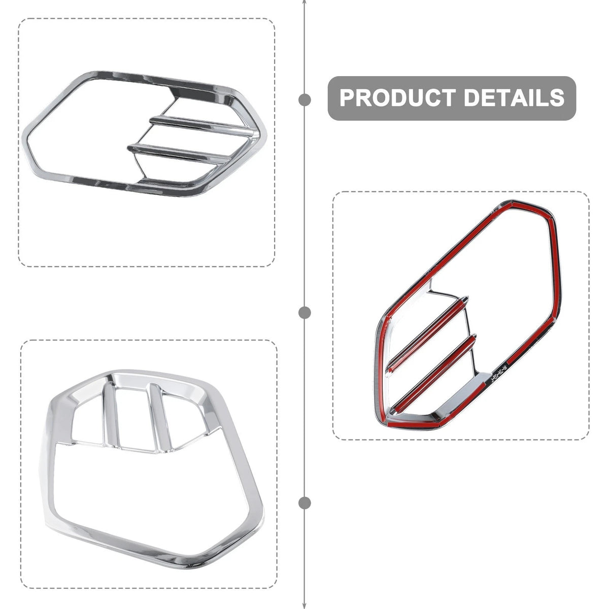 Mirror Polished Chrome Fog Light Lamp Cover Trim for Ford Escape (2013–2019)