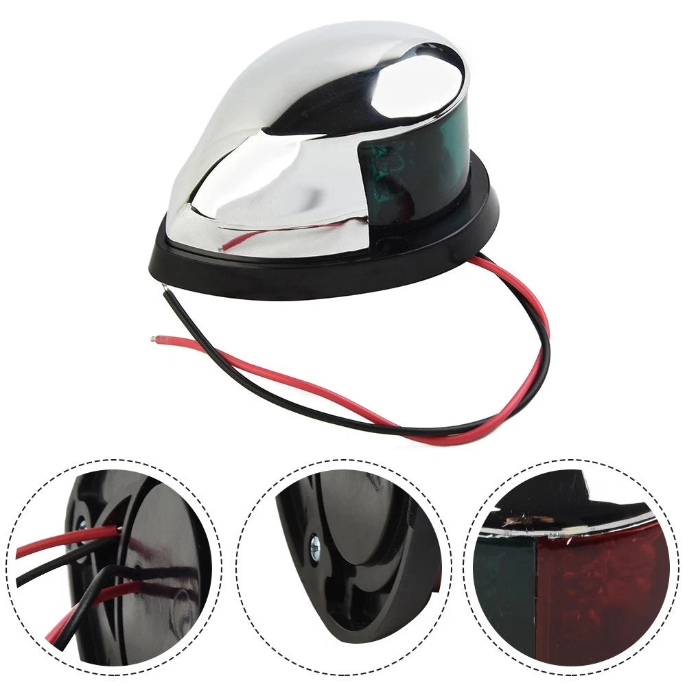 LED Navigation Sailing Light for Marine Boat (Plastic Red Green, Chrome)