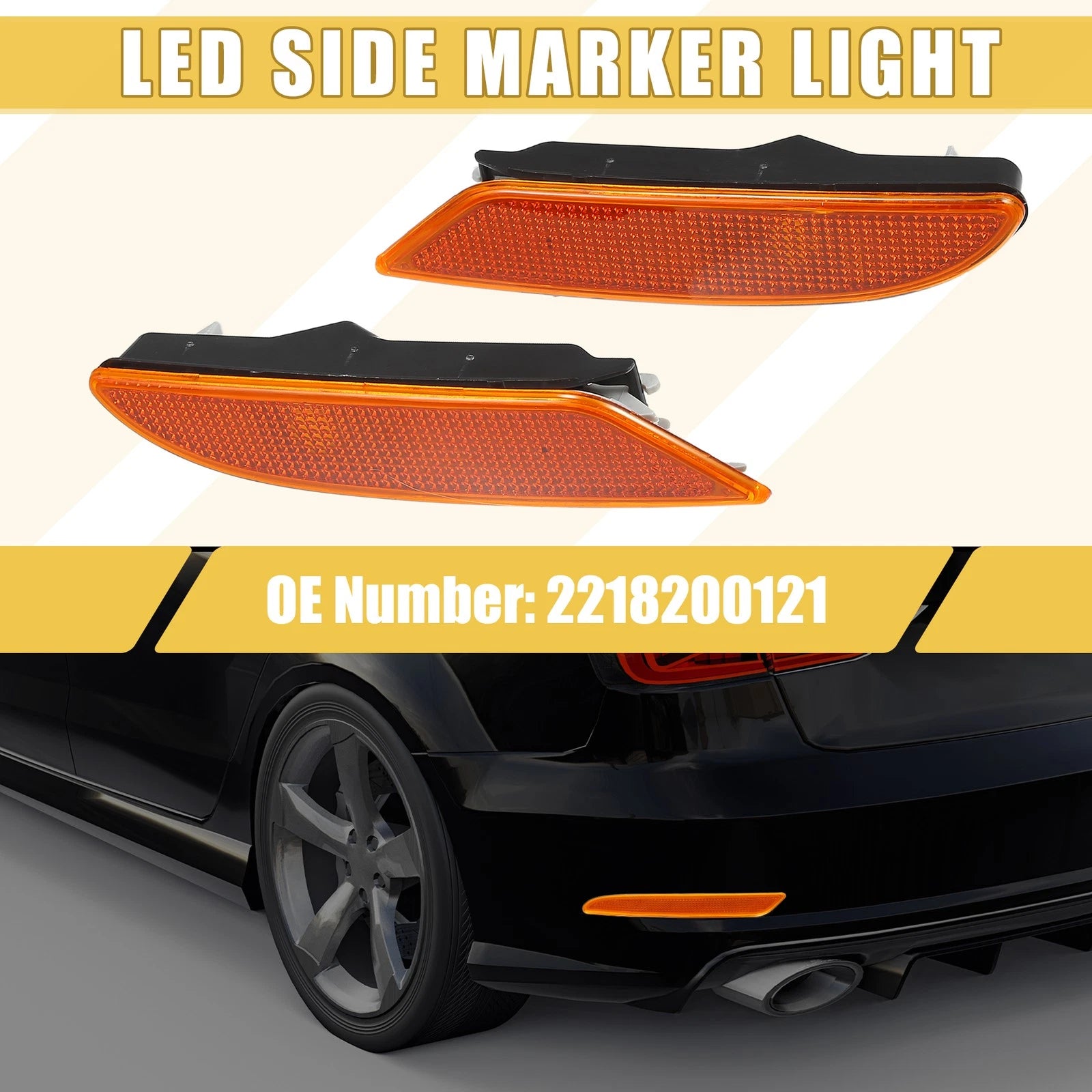 LED Bumper Side Marker Light Front for Mercedes-Benz PC ABS Orange (1 Pair)
