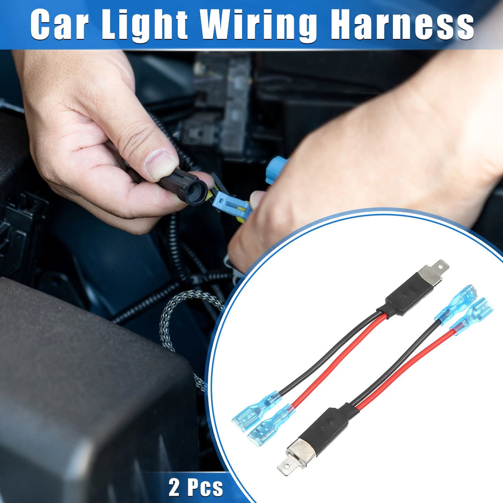 2X H1 Male LED Headlight Adapter Wiring Harness Socket Universal