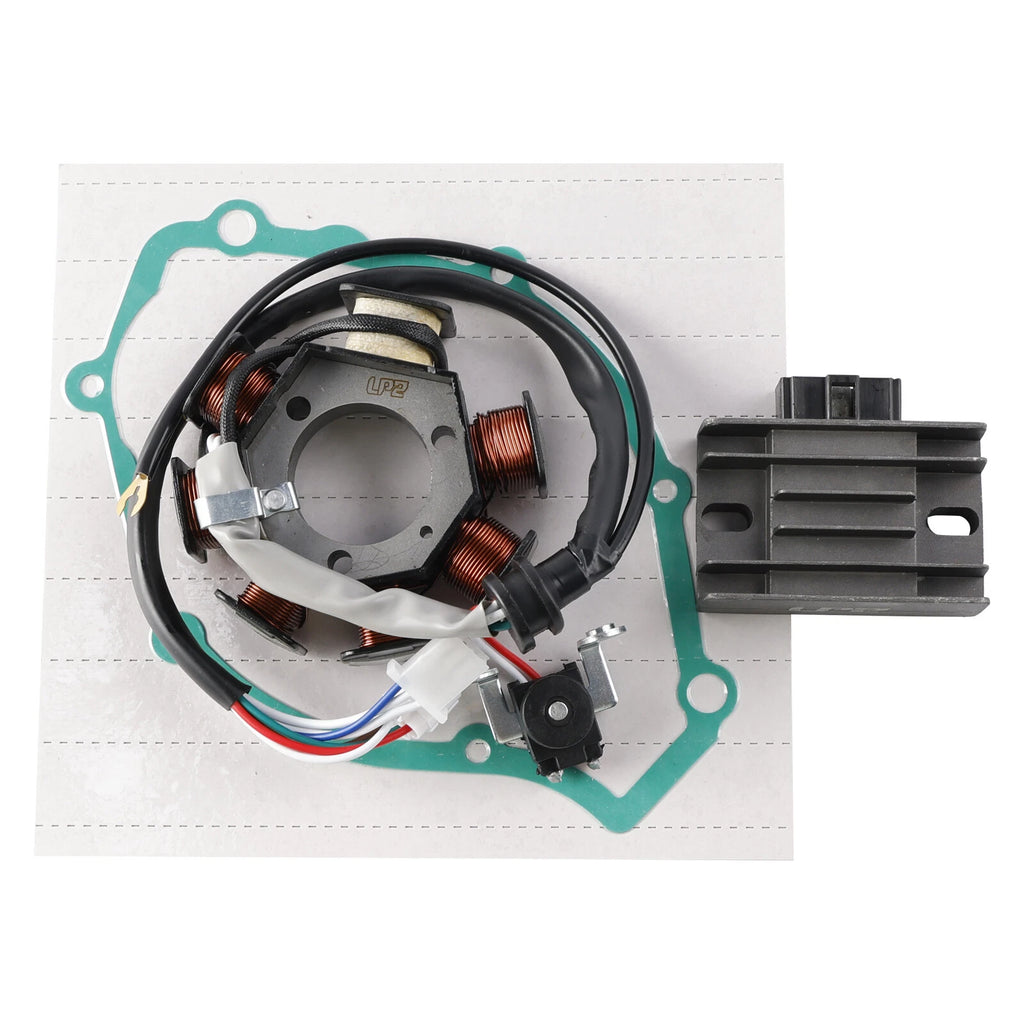 Set of 8 Coils Stator Generator Regulator Rectifier Gasket for Yamaha YBR125 (2013–2024)