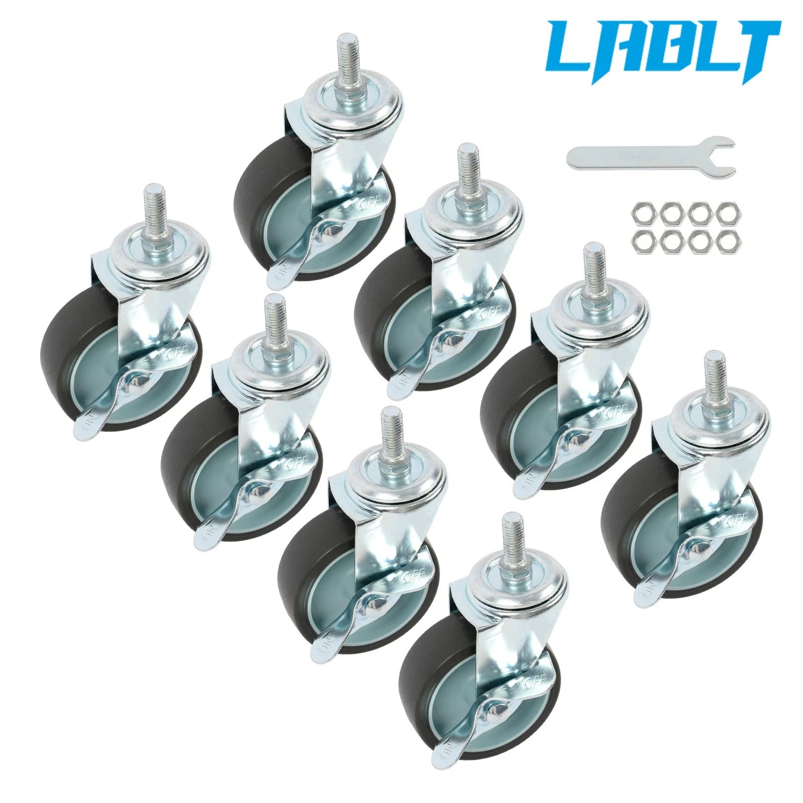 8Pcs 3" Swivel Caster Wheels with Side Brake for LABLT