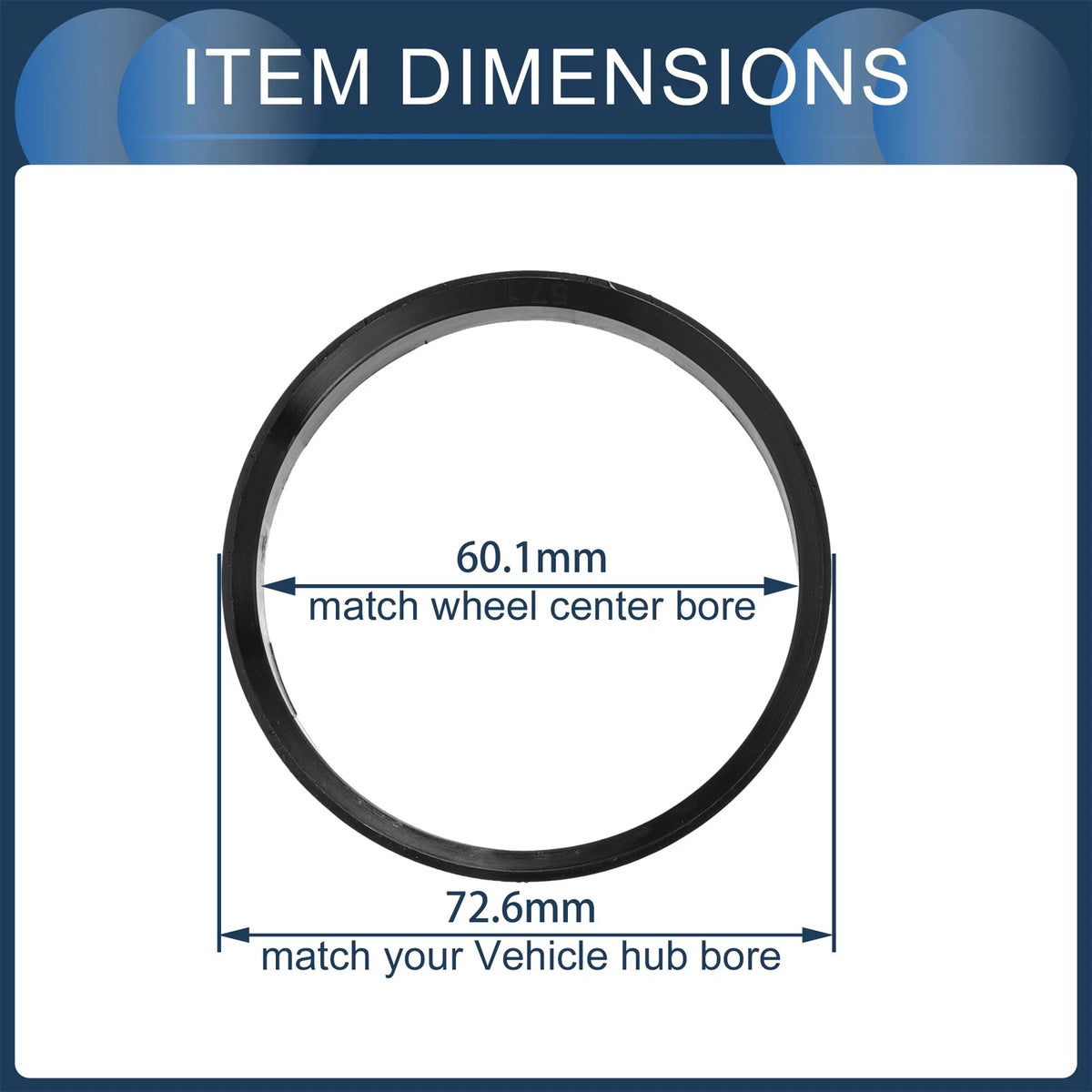 Set of 4 Hub Centric Rings 60.1mm ID 72.6mm OD for Car Wheel