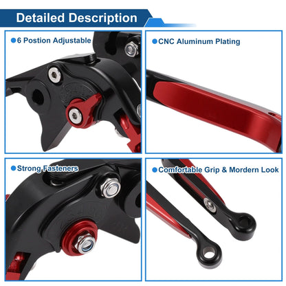 Adjustable Brake Clutch Levers Set for Yamaha YZF R1 (2002–2003) Black Red