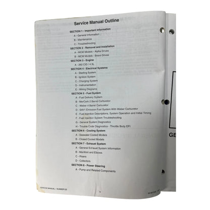 Service Manual #25 for MerCruiser GM V-6 262 cid 4.3 (1990–1995)