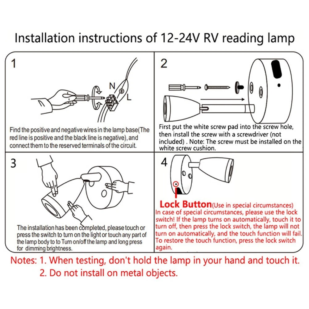 2Pc USB LED Reading Lamp 3W for RV Camper Van Boat