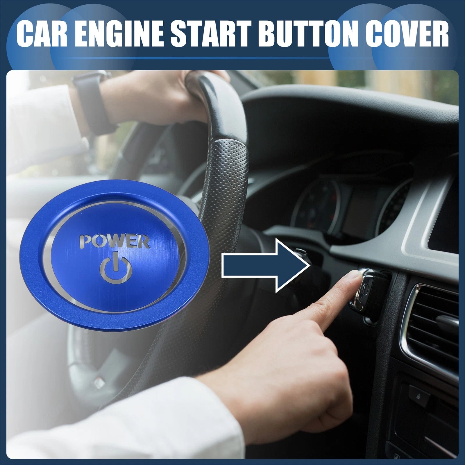 Engine Start Stop Button Cover Trim Replacement for Toyota Blue (2010–2018)