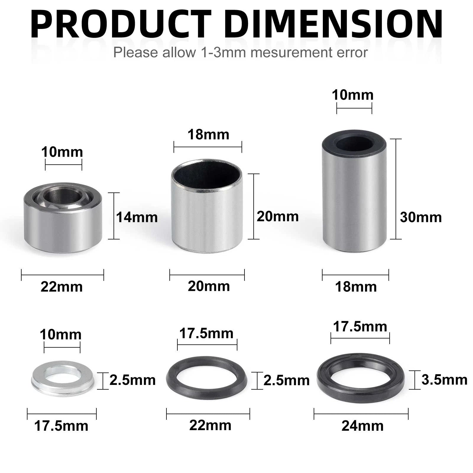 Front Upper Lower Shock Bushing Kit for Honda Sportrax 400 TRX400EX (1999–2004)