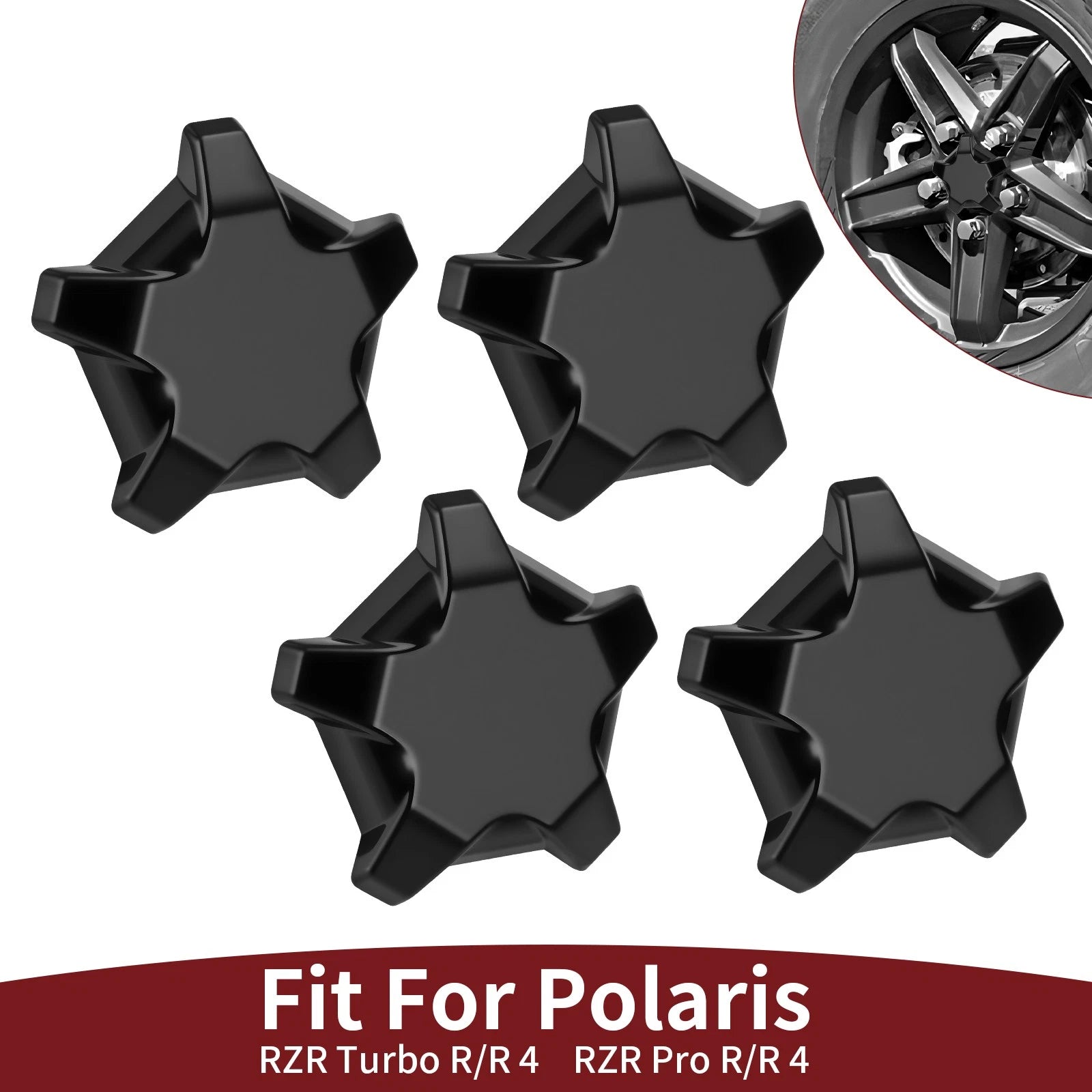 4X Matte Flash 5 Lug Rim Caps 1523842-744 for Polaris RZR Turbo R (2022–2024)