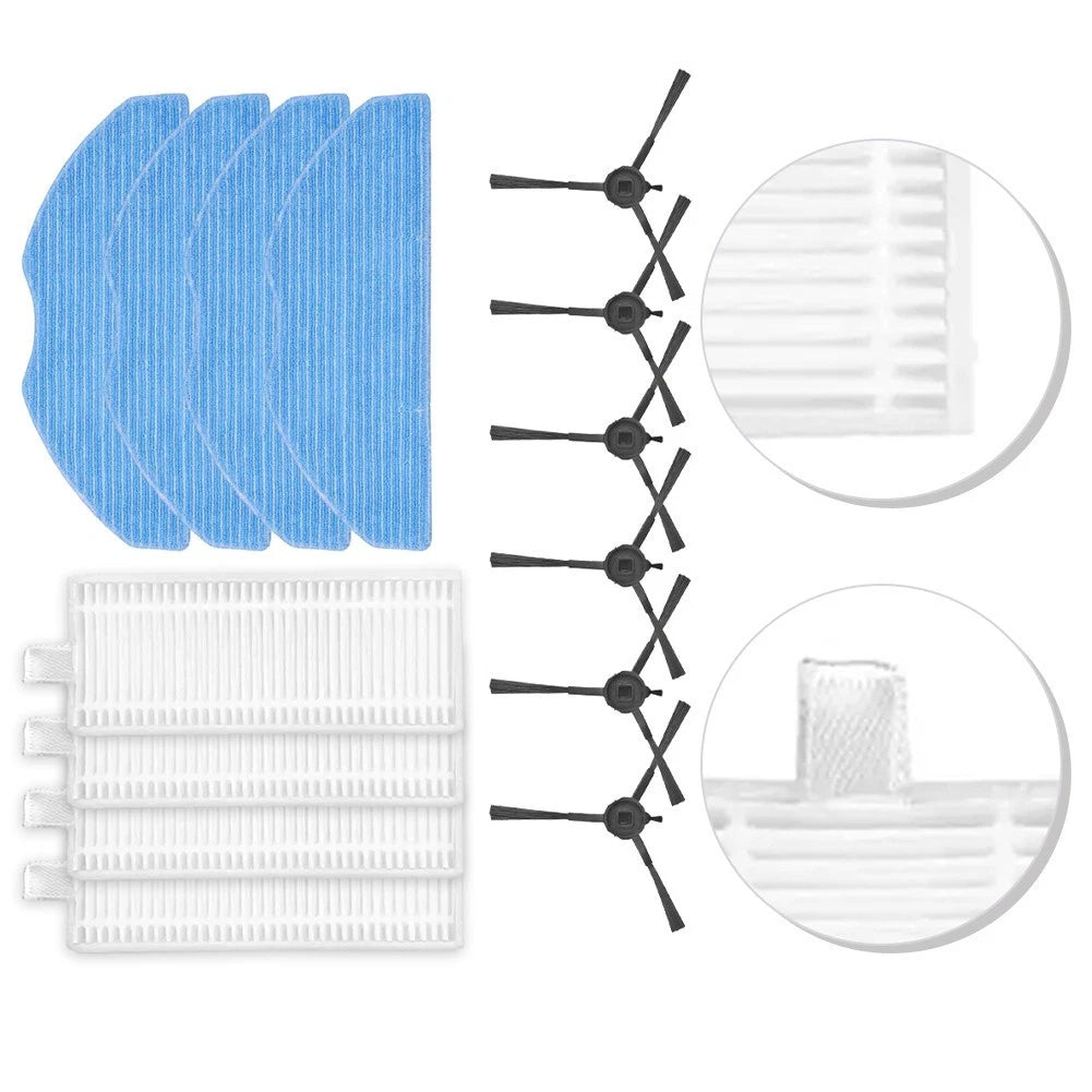 Filter Mop Cloths and Side Brushes Kit for EZVIZ RE4, RE5 Vacuum