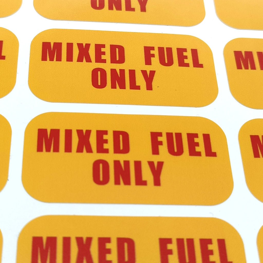 Mixed Fuel Only Sticker for Outdoor Power Equipment (2x1 inch)