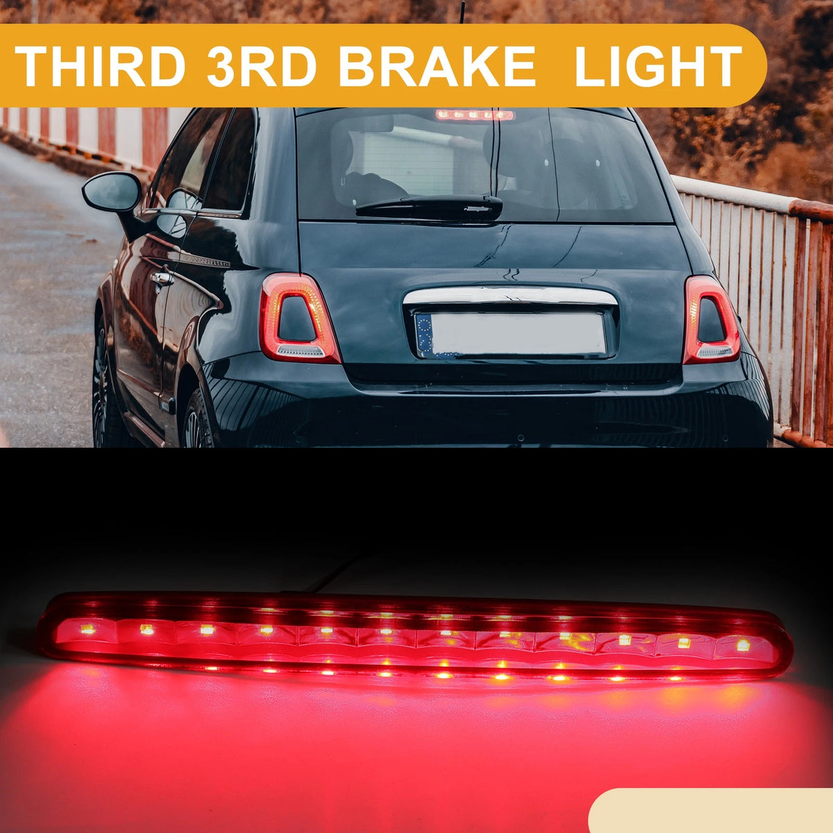Third Brake Stop Light No. 68140780AA for Fiat 500 (2012–2019) Red