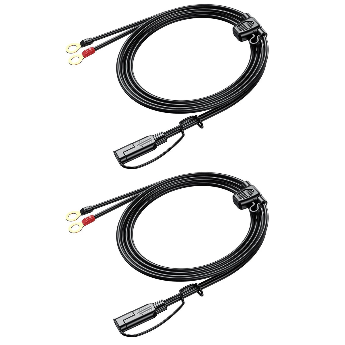 2X SAE Extension Cable 18AWG with O Ring Terminals 6Ft for 12-24V Charger