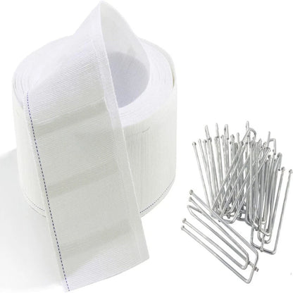 6 Meter Curtain Fabric with 15 Metal Hooks for Replacement Use