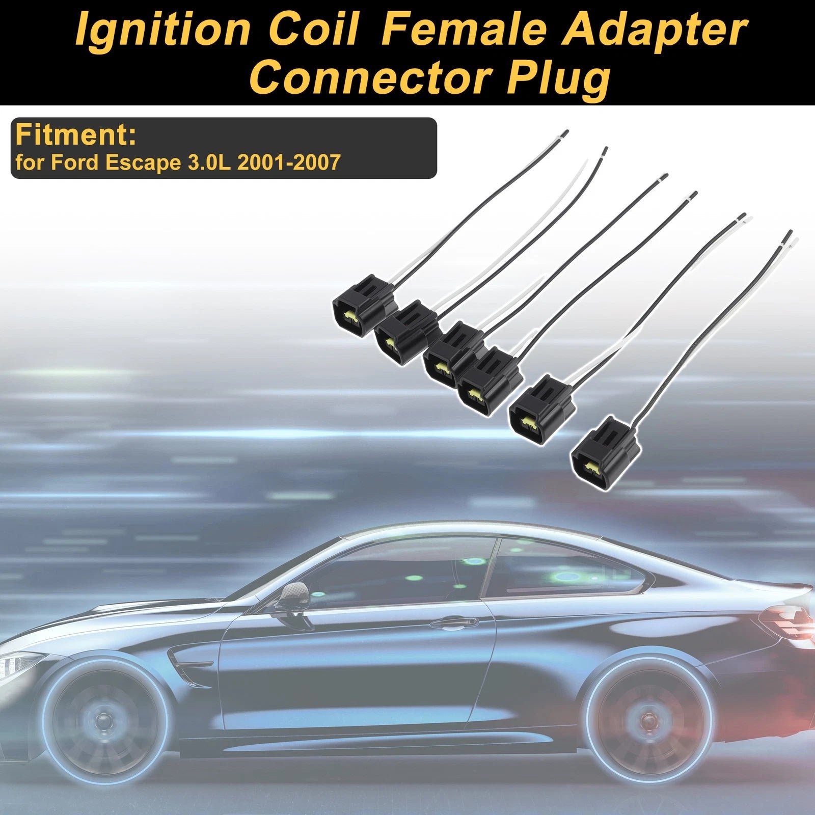 6X 2 Pin Ignition Coil Connector Plug for Ford Escape (2001–2007)