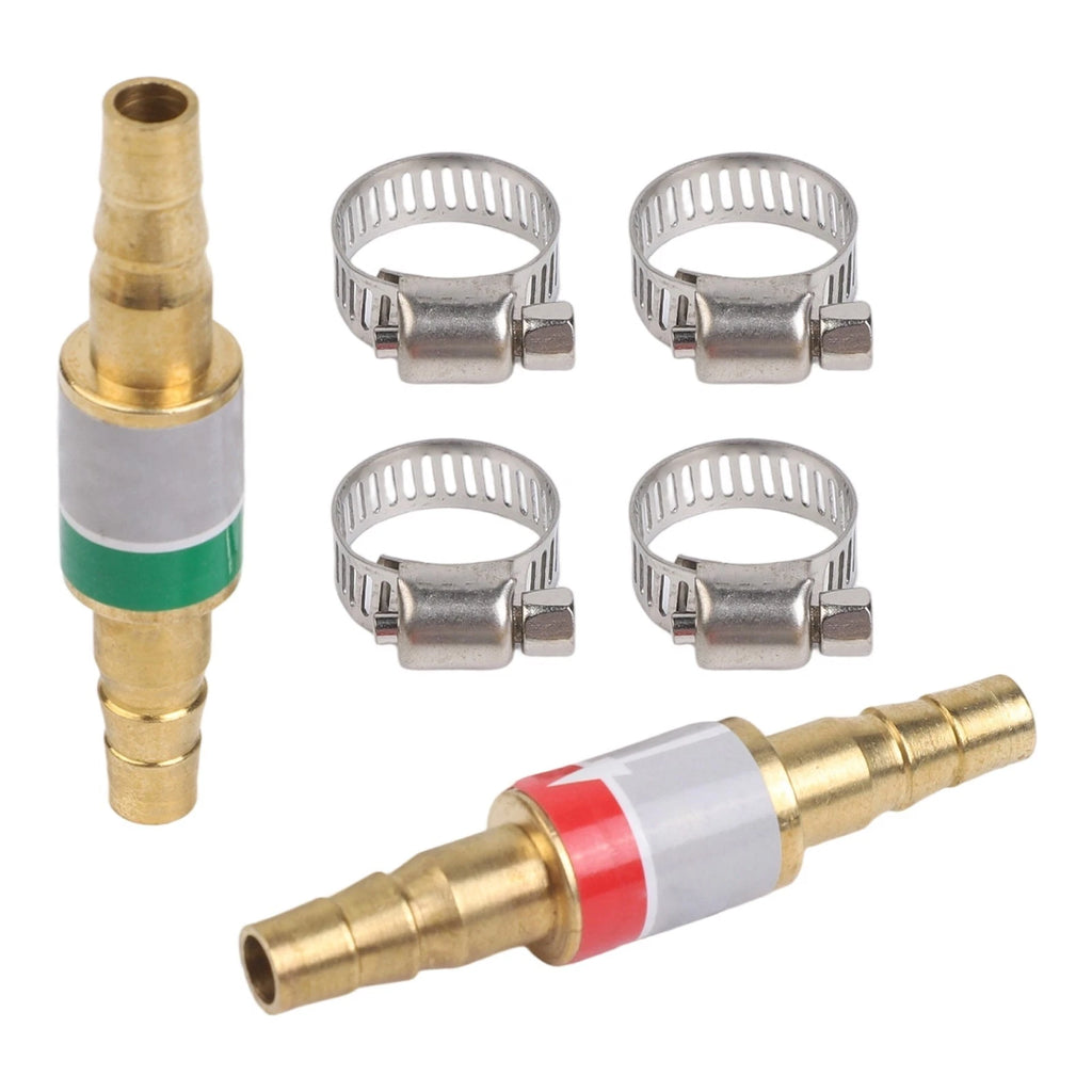 2X Brass Flashback Arrestors & 4 Secure Clamps for Welding Protection