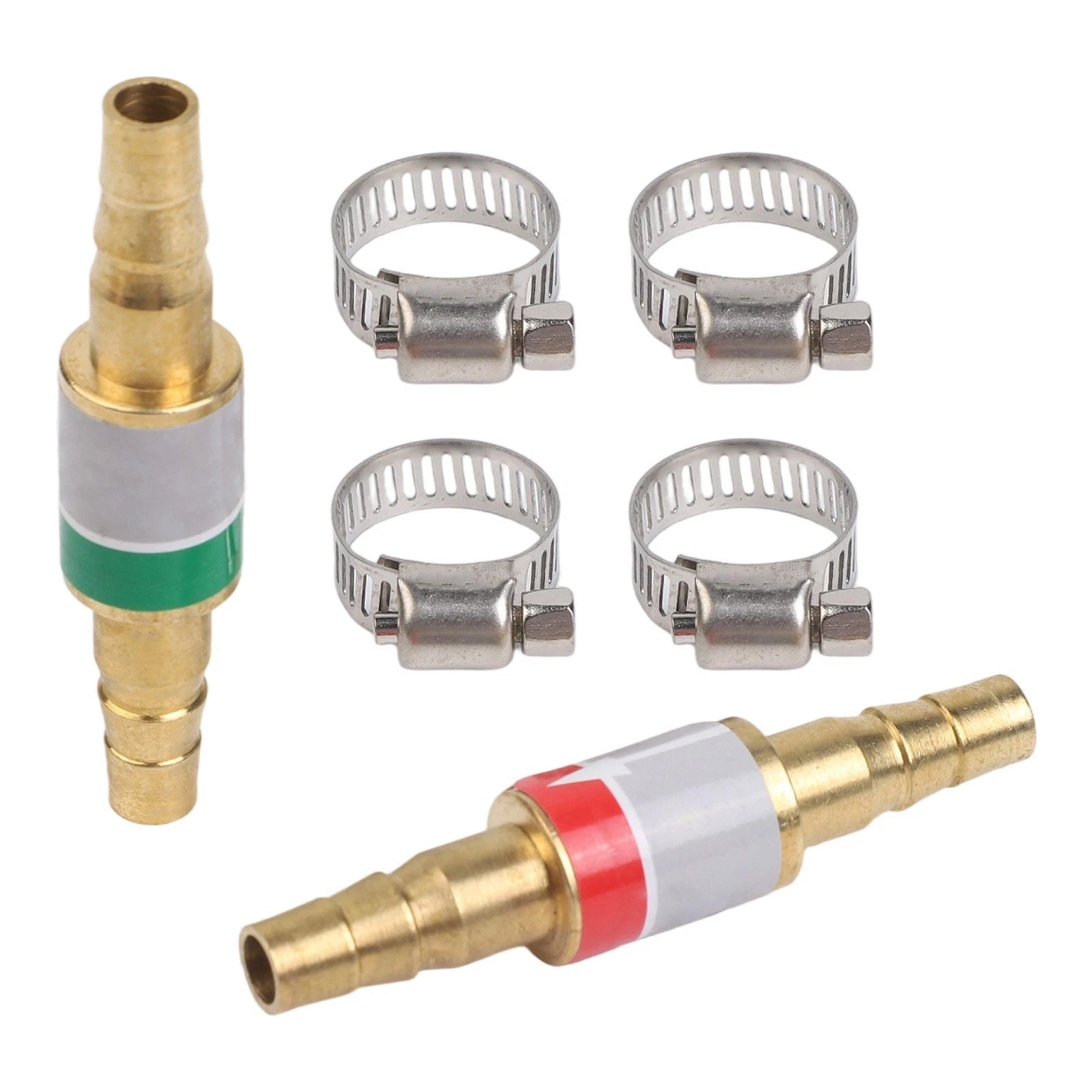 2X Brass Flashback Arrestors & 4 Secure Clamps for Welding Protection
