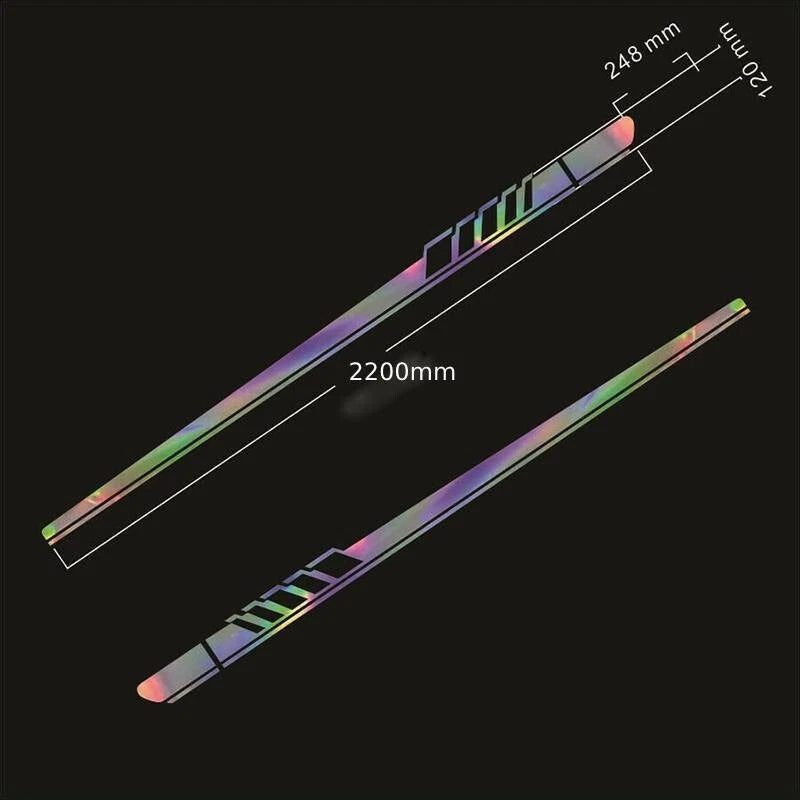 2Pc Reflective Vinyl Long Stripe Decal Sticker for Car