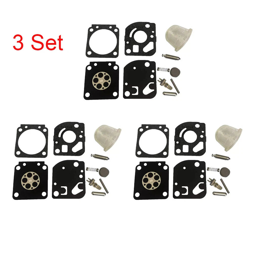 Set of 3 Carburetor Rebuild Kits for Zama C1U-W18 C1U-W18A C1U-W24