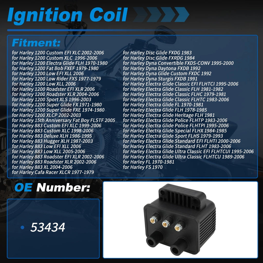 Ignition Coil for Harley 883 1200 Dyna Electra Glide (No. 53434)