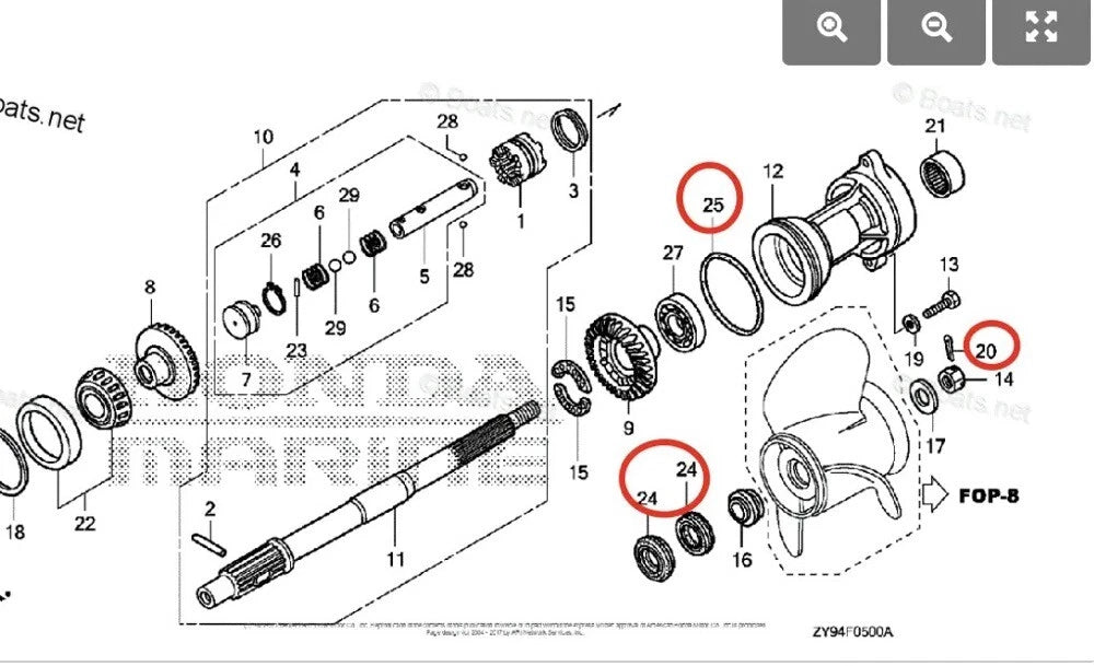 Lower Unit Seal Kit for Honda BF135A BF140A BF150A BF75D BF90D (–)
