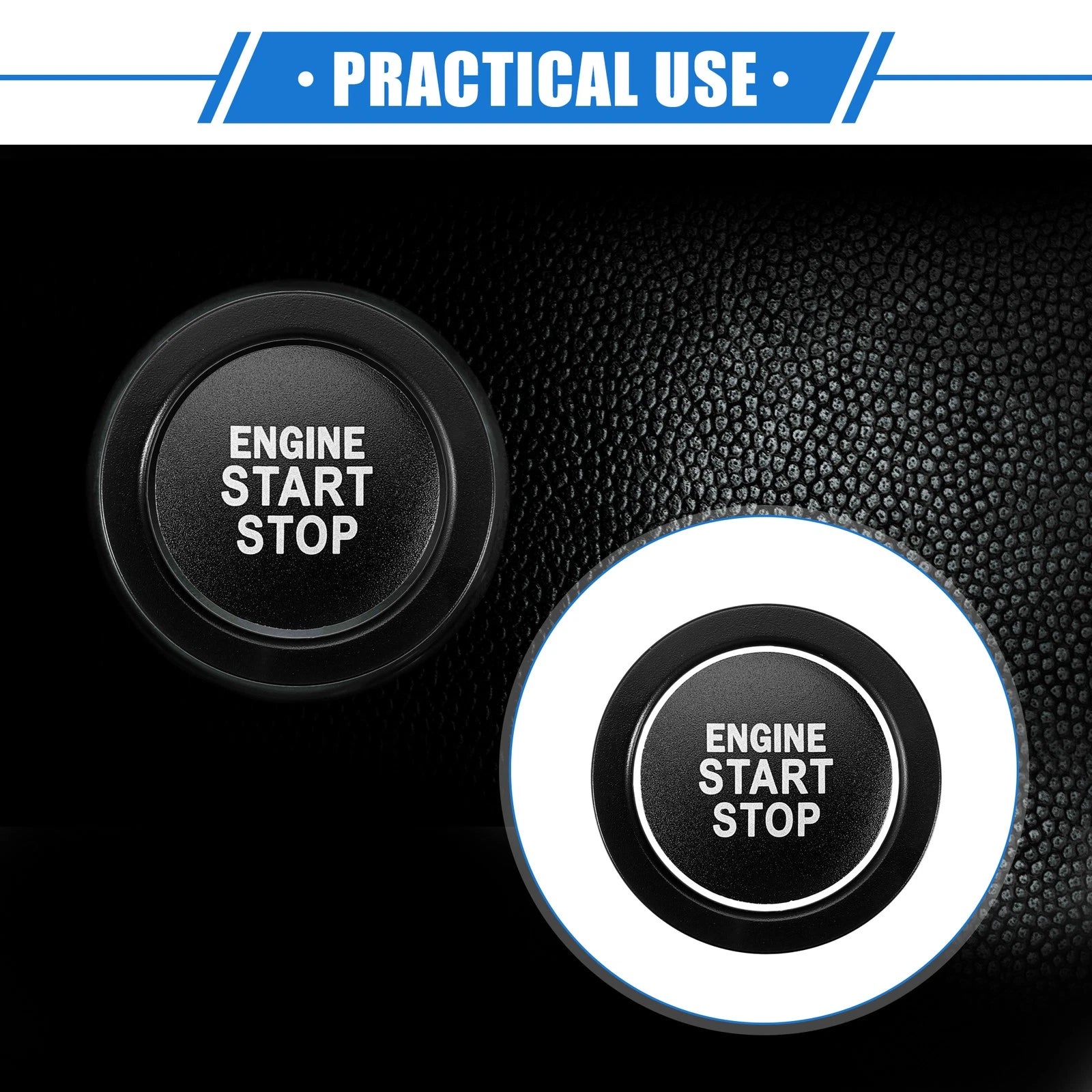 Engine Start Stop Button Cover Ring Kit for Toyota Highlander 2020–2022 Black