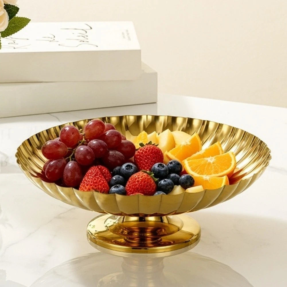 Stainless Steel Fruit Platter with Non-Slip Silicone Base