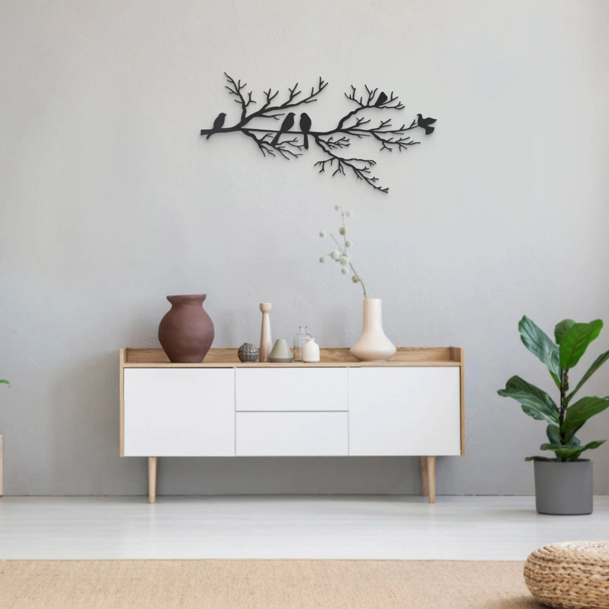 Metal Bird and Branch Wall Art for Living Space