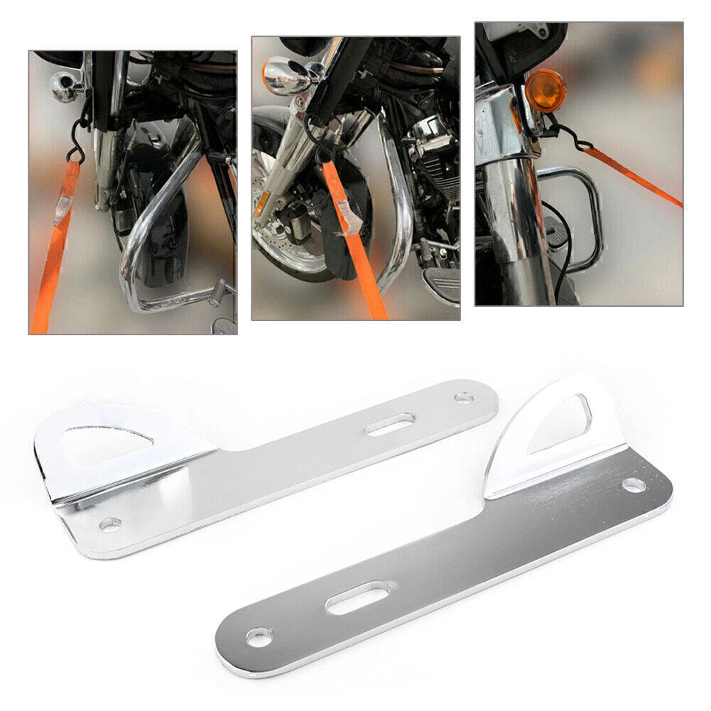 Chrome Trailer Hook Tie-Down Brackets Kit for Harley Touring (1 Pair)