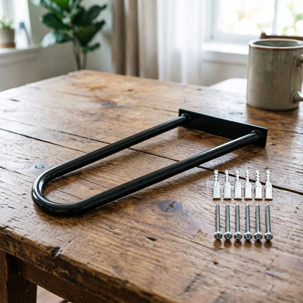 U-Shaped Outdoor Handrail for 1-3 Steps (Solid Iron, 6-Hole Mount)