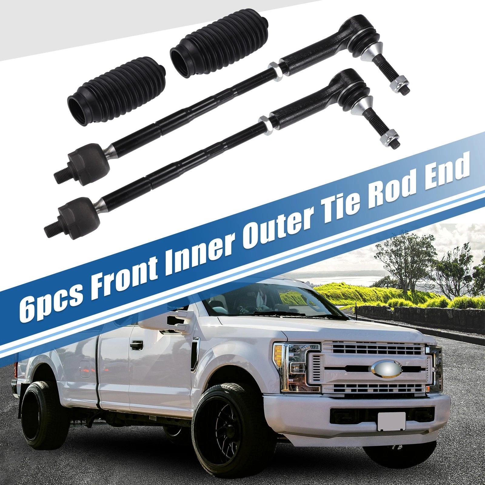 6pcs Front Inner Outer Tie Rod End Links for Ford Taurus (2013–2017)