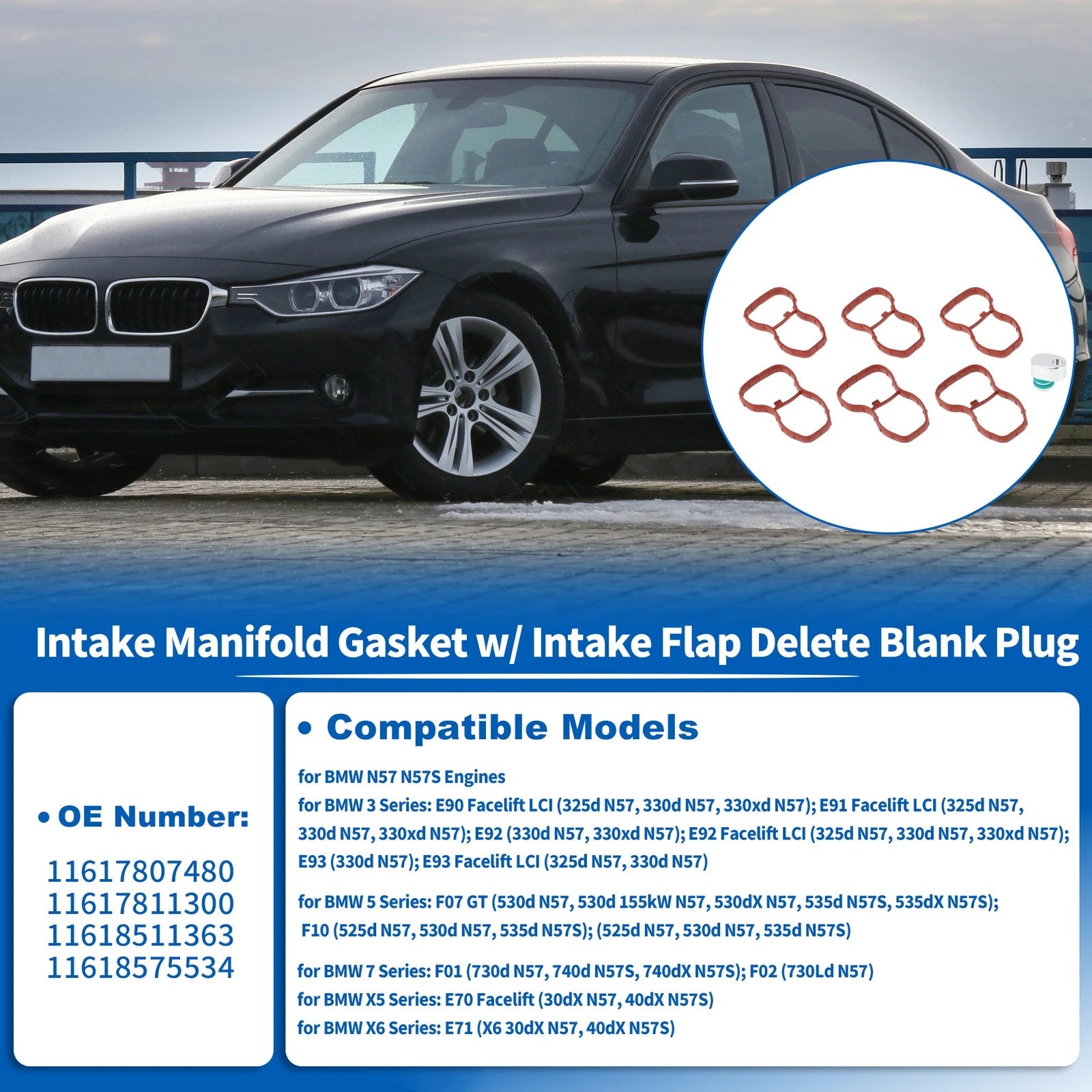 Intake Manifold Gasket Replacement w Intake Flap Delete Plug for BMW (2011–2018)