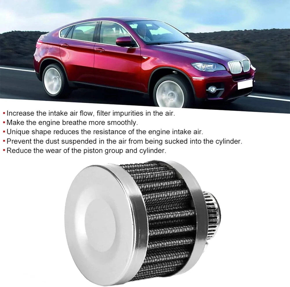 2X 12mm Mini Air Intake Filter for Turbo Vent Crankcase (Universal)