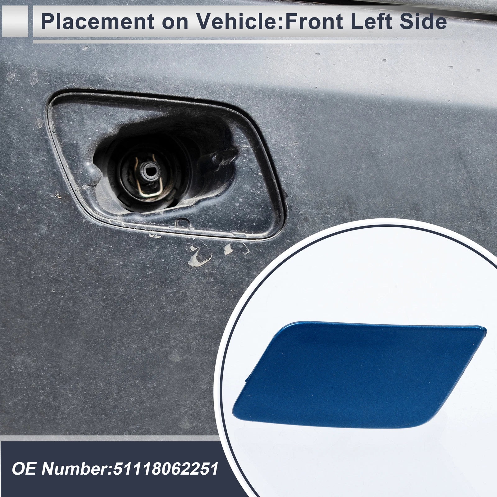 Front Left Headlight Washer Nozzle Cover Cap for BMW 335i GT (2013–2015)
